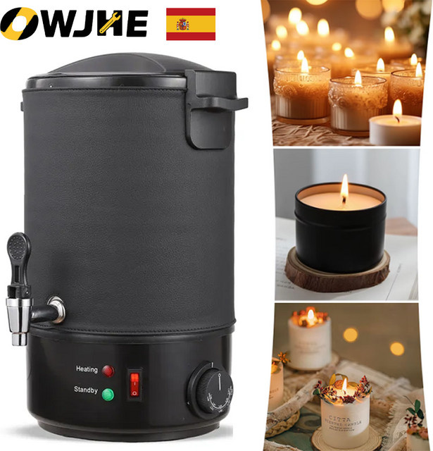 OWJHE Wachsschmelzmaschine in Schwarz, 10L elektrischer Wachsschmelzer mit 9-Stufen Temperaturregelung und Ausgießsystem für die Kerzenherstellung - Bild 1
