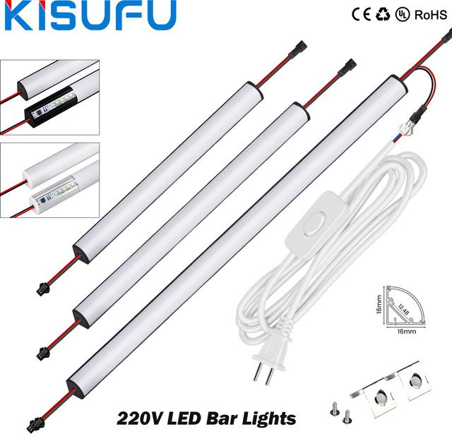 KISUFU LED-Lichtleiste V-förmige Röhrenlampe aus Aluminium mit EU-Stecker für Schrank, Werkstatt und Dekoration, Weiß - Bild 1
