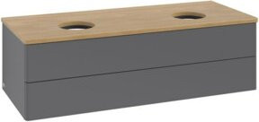 V&B Waschtischunterschrank Antao mit Beleuchtung, Farbe Anthrazit, Eiche lackiert, B/T/H: 120 x 50 x 50 cm - Bild 1