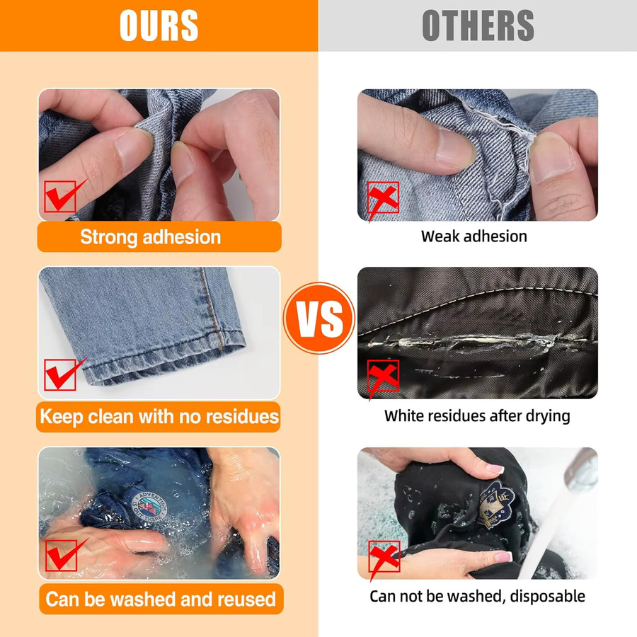 LOOLIFL Stoffkleber transparent, waschbarer Textilkleber zum Flicken von Kleidung, Denim, Leder und Stoff - Bild 4