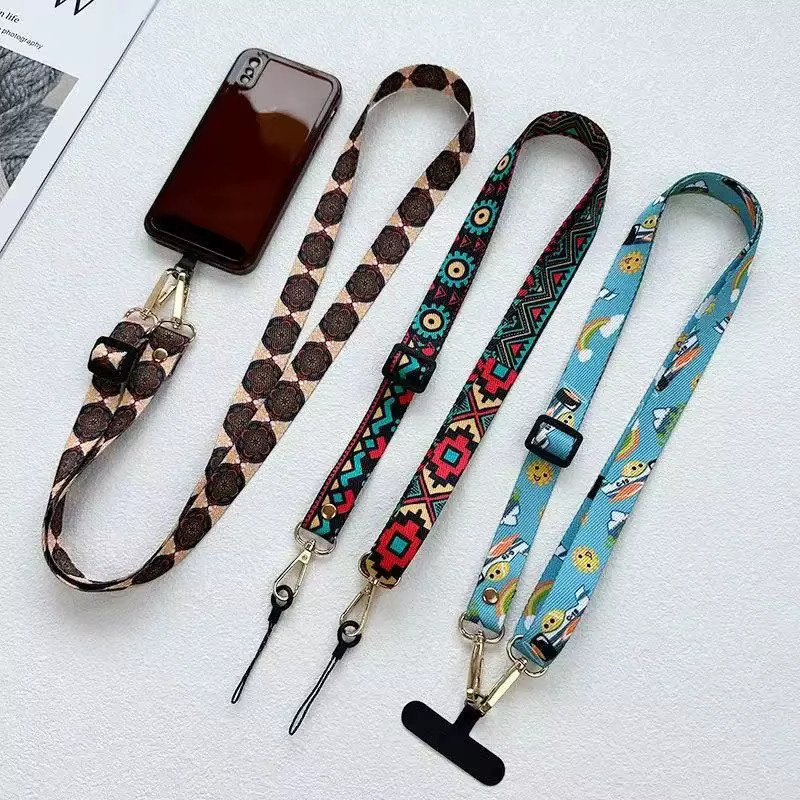WSSHE Handy-Lanyard für Damen mit geometrischen Mustern in Pink und Multicolour, verstellbarer Messenger-Gurt als Nackenschlaufe für dein iPhone - Bild 3