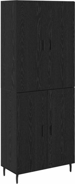 vidaXL Highboard 2-teilig in Eiche Schwarz aus Holz und Glas, B/T/H: 120 x 34 x 69,5 cm - Bild 1