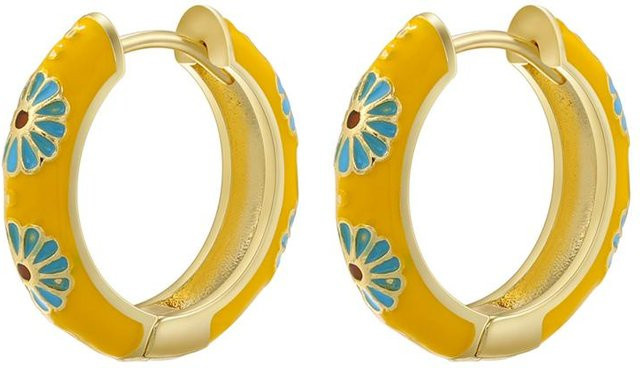 YULIN Creolen, Gänseblümchen, Emaille, Gold, Damen - Bild 1