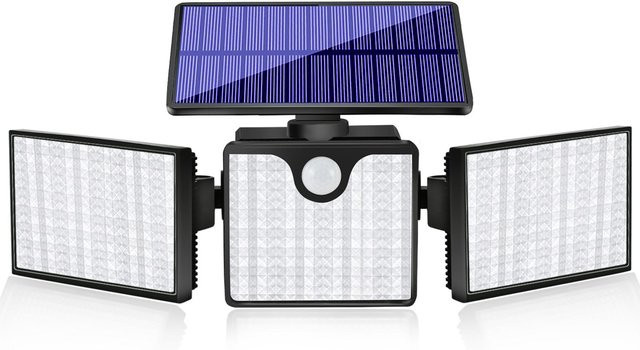 TOMTOP JMS Solarbetriebene LED Wandleuchte mit Bewegungssensor für Garten und Terrasse, Schwarz - Bild 1