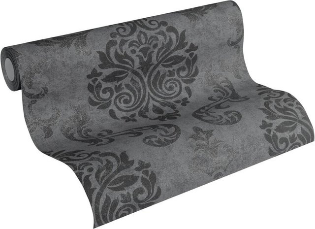 A.S. Création Vliestapete Barockmuster in Schwarz, Silber und Grau, Breite: 53 cm, Länge: 10,05 m - Bild 1