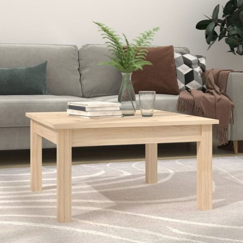 vidaxl Couchtisch aus Massivholz Kiefer in Natur und Braun im skandinavischen Design, B/T/H: 55 x 55 x 30 cm - Bild 1