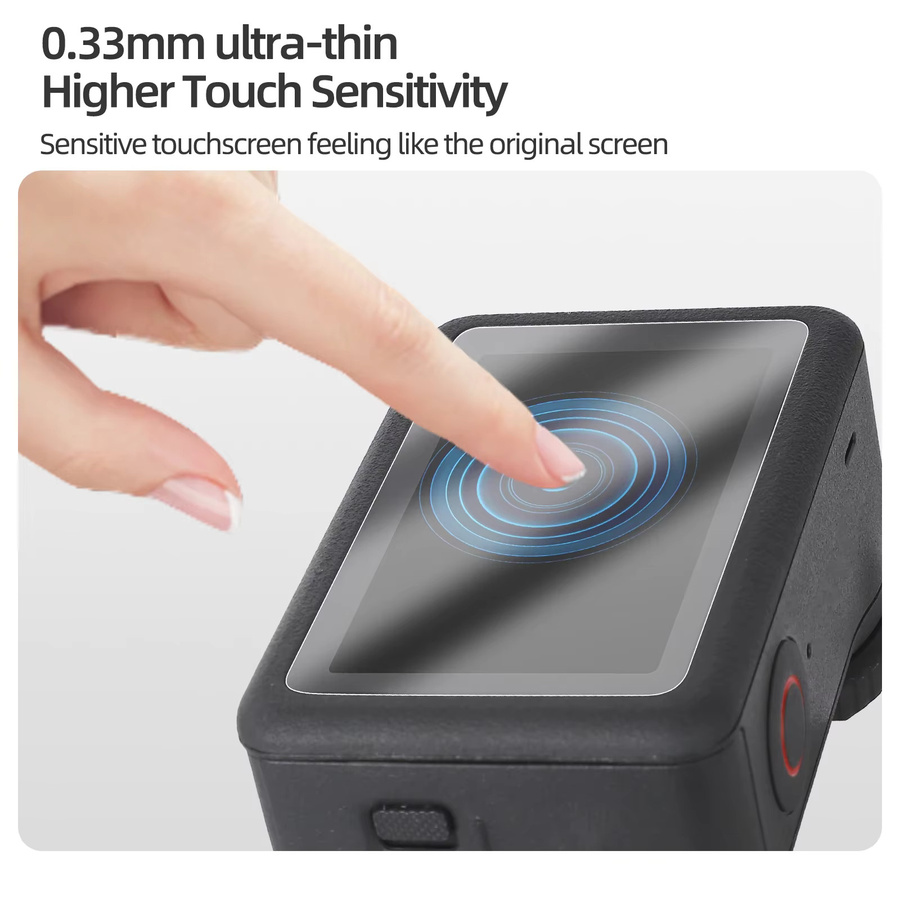 DJI OSMO Action 6 Displayschutzfolie und Objektivdeckelabdeckung aus gehärtetem Glas mit Härtegrad 9H, transparent - Bild 3