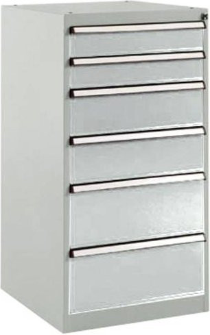 Manuflex BASETEC Schubfachschrank SP1042.7035 Stationär in Lichtgrau RAL 7035 mit 6 abschließbaren Schubfächern - Bild 1