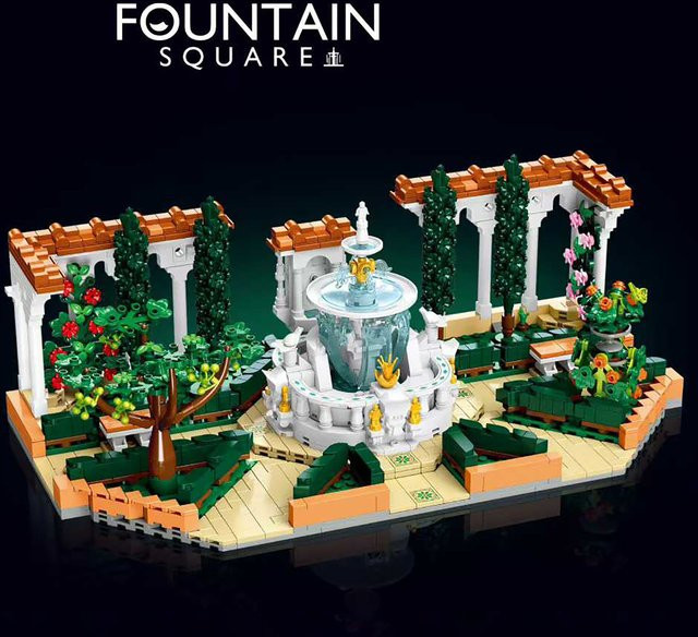 Brunnen Garten Platz, Architektur, Bausteine, 1586 Teile - Bild 1
