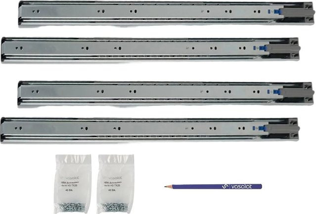 vasalat Kugelauszug Softclose Vollauszug mit Dämpfung, 2 Paar, Farbe: Silber, Länge: 600 mm - Bild 1