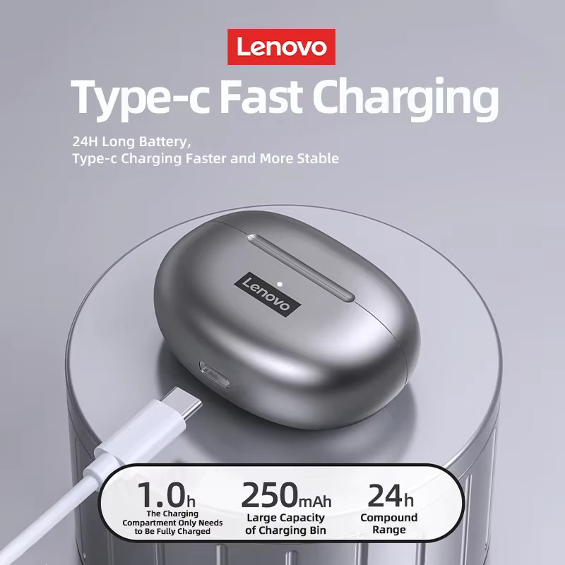 Lenovo LP5 TWS kabellose Bluetooth-Kopfhörer in Grau mit Mikrofon für Gaming und Sport - Bild 2