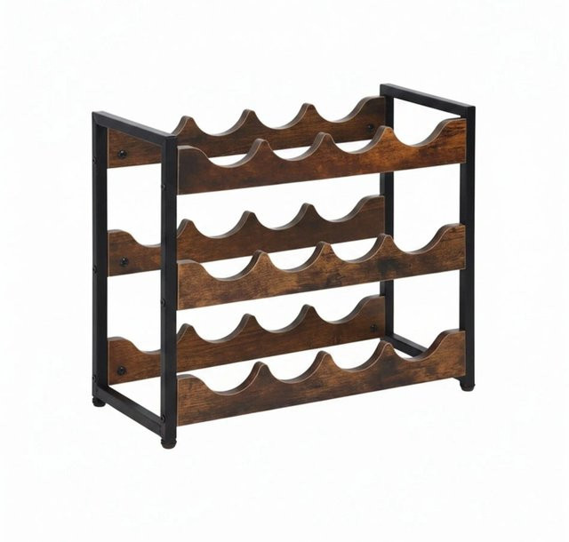 Relaxdays Weinregal im Industrial-Style aus MDF und Eisen, braun/schwarz, höhenverstellbar für 12 Flaschen, B/T/H: 44,5 x 20 x 38 cm - Bild 1