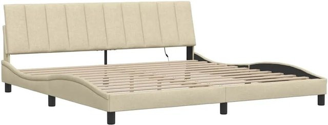 vidaXL Bettgestell Hanko ohne Matratze in Beige mit USB-Ladeport und Unterbettbeleuchtung B/T/H: 200 x 200 x 205 cm - Bild 1