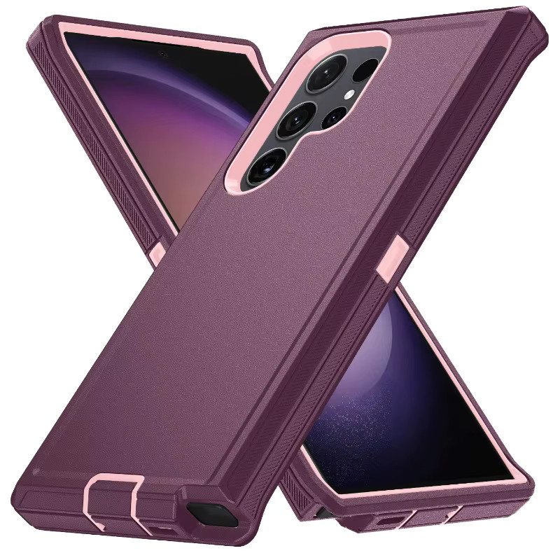 Robuste 3-in-1 Rüstungshandyhülle für Samsung Galaxy S25 S24 S23 S22 S21 S20 FE Plus Note 20 Ultra, stoßfeste PC und TPU Defender Abdeckung in Purple - Bild 1