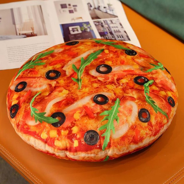 Yiran Health & Beauty Pizza Plüschkissen mit Reißverschluss, Rundes Snackkissen in Multicolour, Durchmesser: 40 cm oder 60 cm - Bild 1