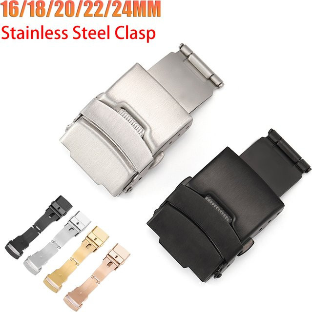 CAOWTAN Uhrenarmband Verschluss Faltschließe, Edelstahl, Silber, 18/20/22 mm - Bild 1