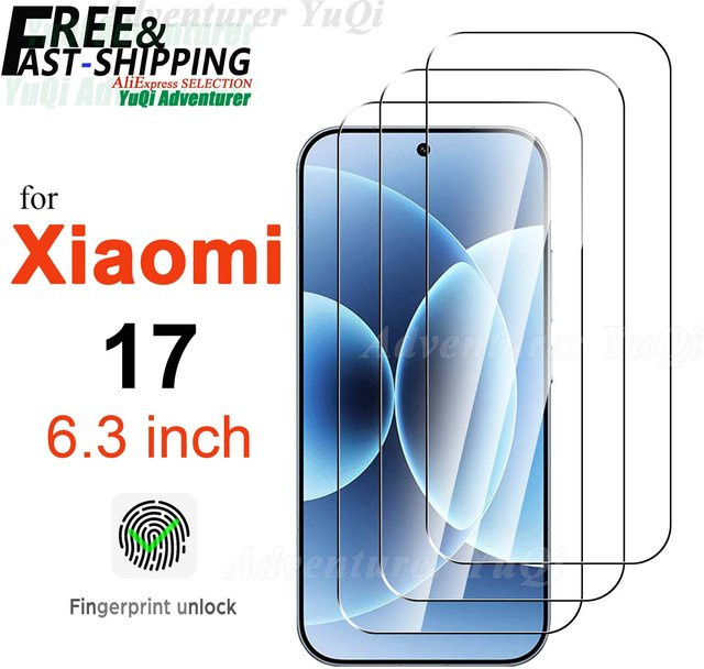 Displayschutzfolie aus gehärtetem Glas für Xiaomi 17, 6,3 Zoll, transparent, HD, 9H kratzfest und case-freundlich - Bild 1