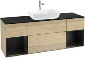 V&B Waschtischunterschrank Finion mit Wandbeleuchtung in Eiche, Breite: 160 cm, Höhe: 50,1 cm, Tiefe: 50,1 cm - Bild 1