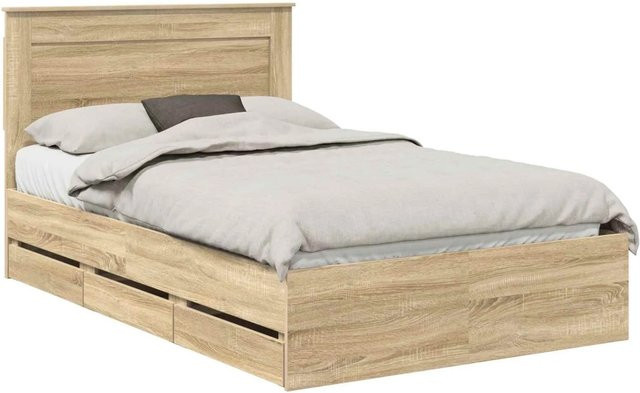vidaXL Bettrahmen Sonoma-Eiche mit Schubladen, Farbe Braun, B/T/H: 120 x 190 cm - Bild 1