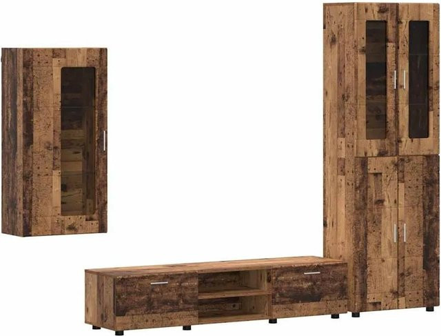 vidaXL TV-Schrankset in Altholz-Optik mit Schubladen und Regalfächern, Braun, B/T/H: 150,0 x 39,0 x 70,1 cm - Bild 1