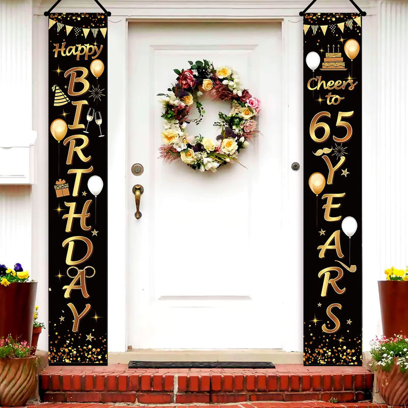 2er-Set Geburtstag Partydekoration 65. Geburtstag Banner in Schwarz und Gold für Männer und Frauen - Bild 6