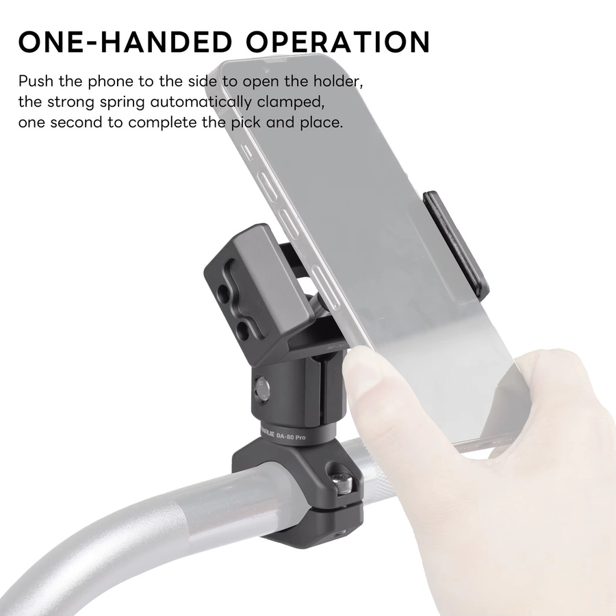 FANAUE Universal Fahrrad-Handyhalterung aus Aluminiumlegierung in Schwarz für Mobiltelefone von 72–100 mm, inklusive 360 Grad Sichtwinkel - Bild 2