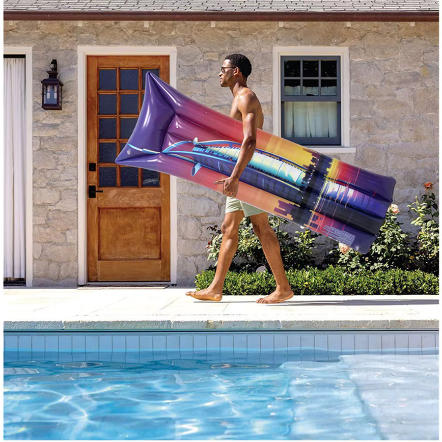 Wonflex Aufblasbare Poolliege mit Sternennacht-Kunstdruck, Große Schwimmmatte für Strand und Pool, Mehrfarbig - Bild 2