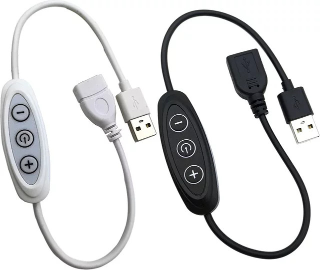 USB-Dimmer-Schalter mit 3 Tasten und 8 Dimmstufen, 5V 2A, tragbarer LED-Helligkeitsregler in Weiß - Bild 1