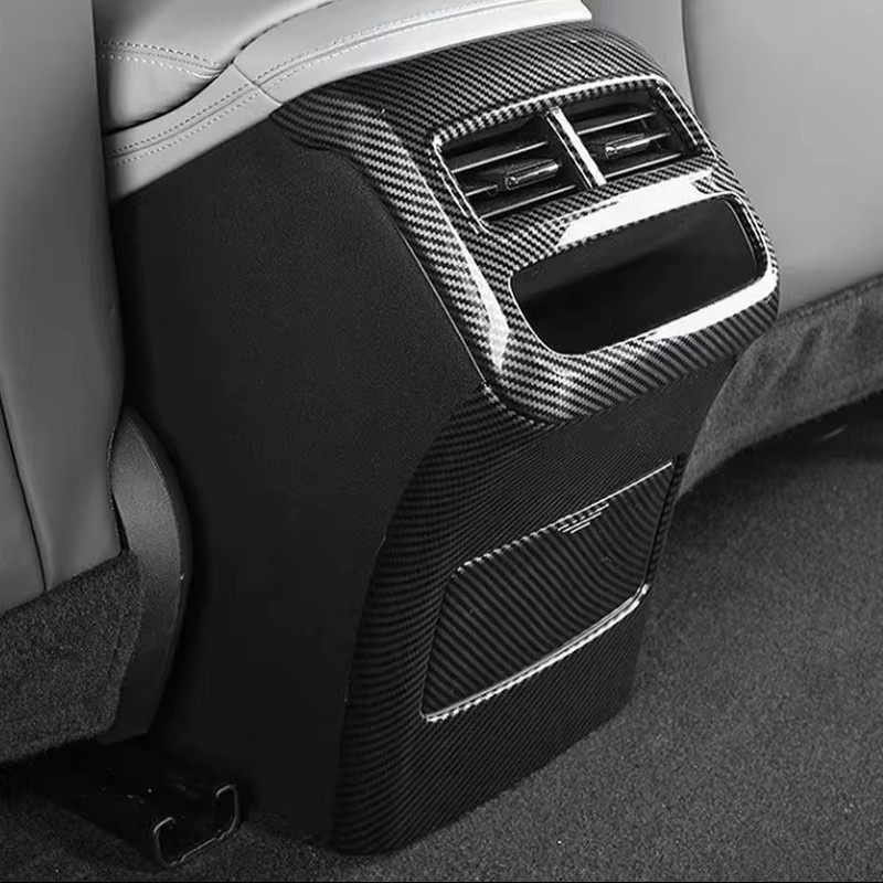 PUIMAN Carbonfaser-Abdeckung für den hinteren Klimaanlagenauslass und Anti-Kick-Rahmenverkleidung für BYD Seal EV, Schwarz - Bild 2