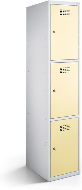 rotstahl Fächerschrank aus Stahlblech mit 3 Fächern, Farbe: Beige, B/T/H: 30 x 50 x 180 cm - Bild 1