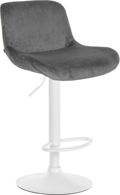 DELUKE Barhocker PONOR Barstuhl aus Samt in Dunkelgrau und Weiß, höhenverstellbar, drehbar mit Lehne, B/T/H: 50 x 50 x 85 cm - Bild 1