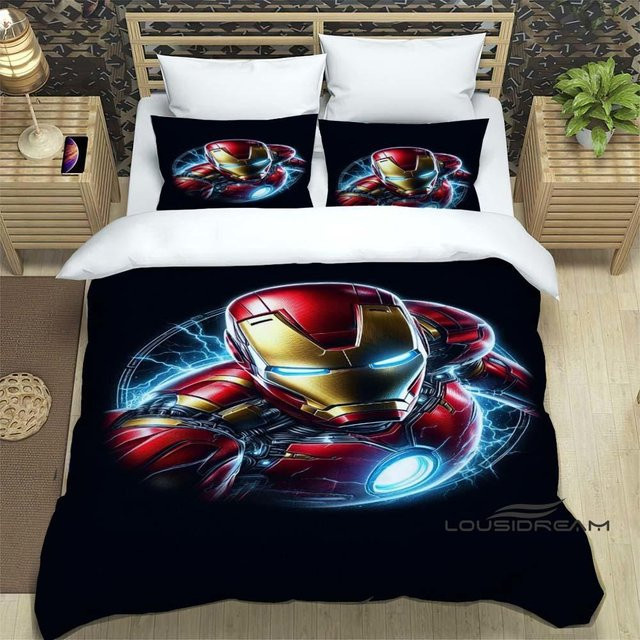 Iron Man Bettwäsche-Set mit Bettbezug und Kissenbezug in Schwarz, B/H: 135 x 200 cm - Bild 1