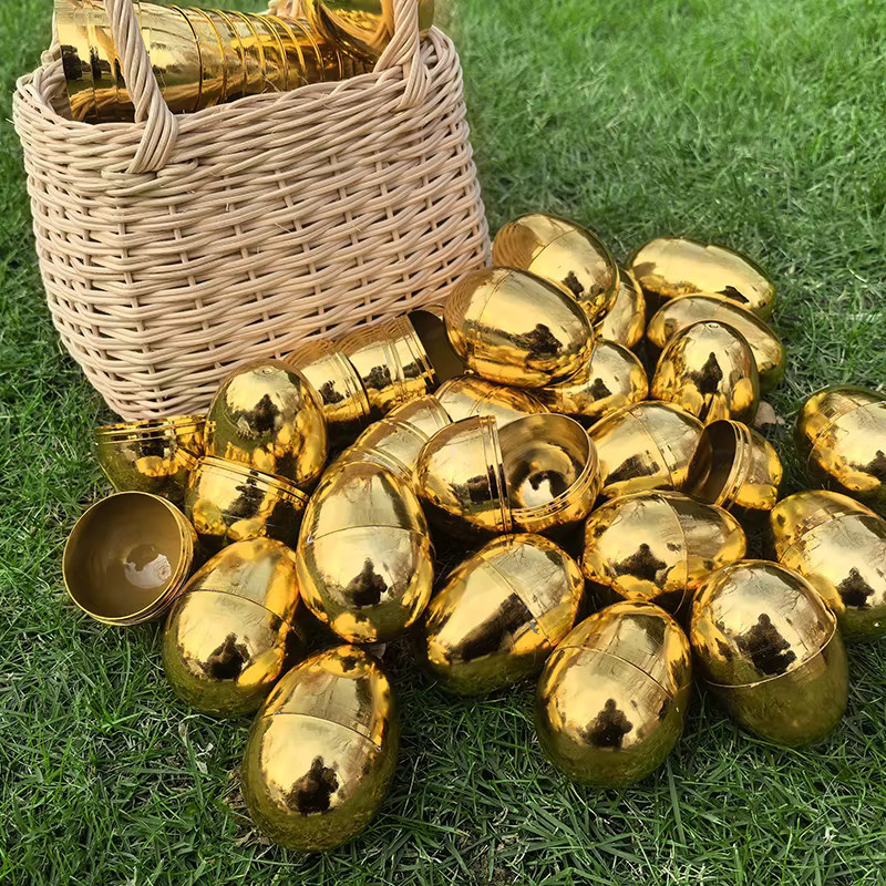 Befüllbare goldene Ostereier aus Kunststoff von xunyihappy für Deko und Geschenke - Bild 2