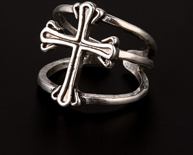 LENNIK Doppel Band Kreuz Ring, Silber, Unisex - Bild 1