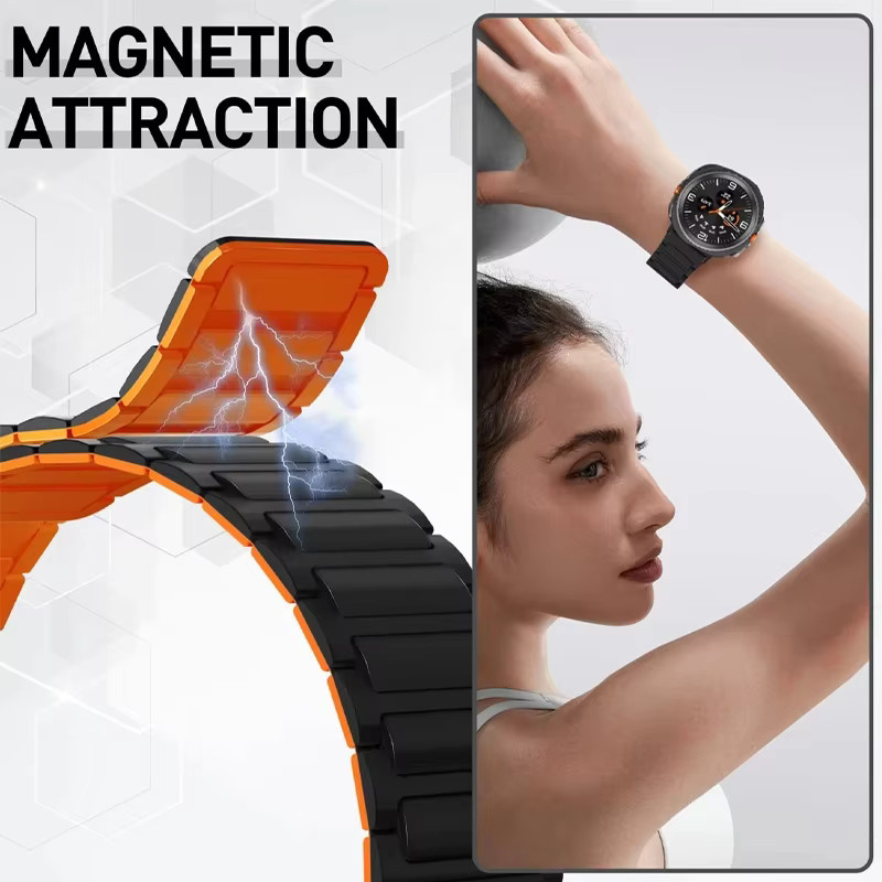 Uhrenarmband Silikon, Magnetisch, Schwarz, Unisex - Bild 2