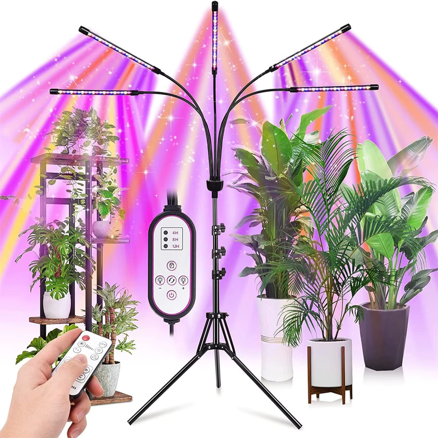 KEBINCPLED LED Pflanzenlampe mit Stativ und Fernbedienung, USB 5V Vollspektrum Wachstumslicht für Indoor und Gewächshaus, Schwarz/Multicolor - Bild 2