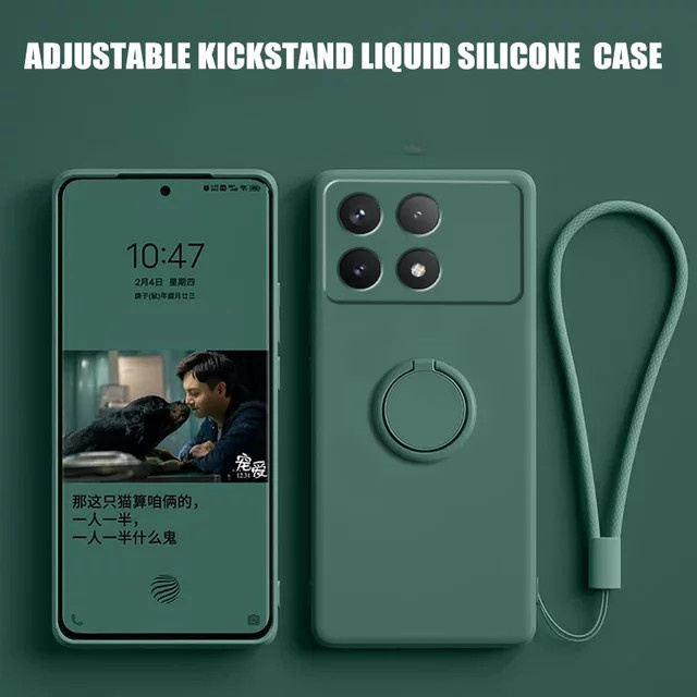 Stoßfeste Silikon-Schutzhülle mit Ring und Ständer für Xiaomi Poco X6, X7 Pro und Poco X5 Pro in Rot - Bild 1