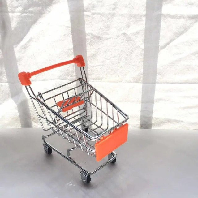 YJSTY Mini-Supermarkt-Einkaufswagen, orange, Metall - Bild 1