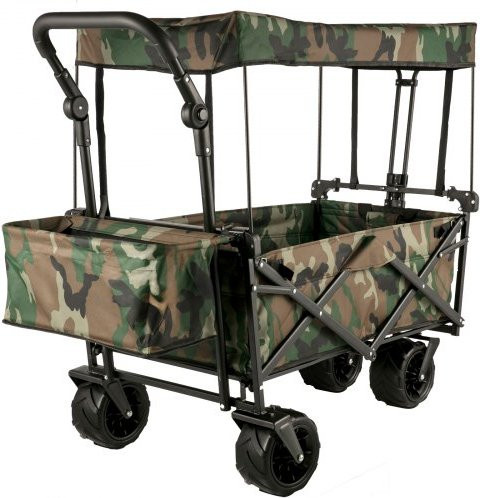 VEVOR Klappbarer Transportwagen Camouflage mit abnehmbarem Verdeck aus 600D Oxford Stoff und großen Rädern für Strand, Garten und Sport - Bild 1