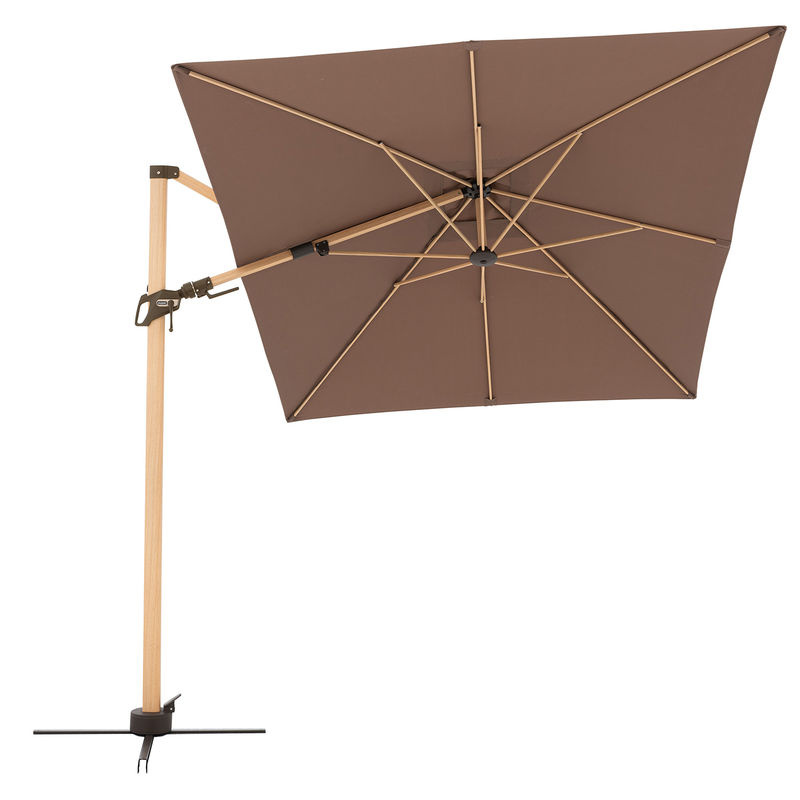 Doppler Ampelschirm Alu Wood AX Ultra in Greige inklusive Standkreuz, B: 300 cm, H: 220 cm - Bild 3