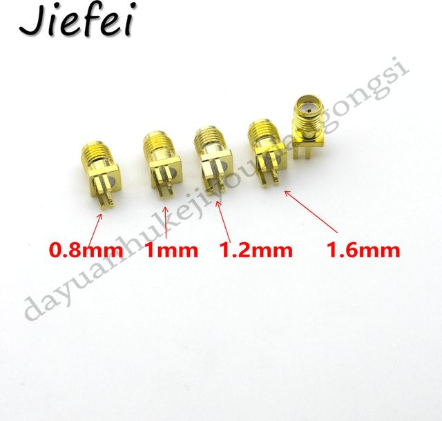 10 Stück SMA Buchse für Leiterplatten zur geraden Montage, HF-Steckverbinder für 0,8/1/1,2/1,6mm, Farbe: Gold - Bild 1