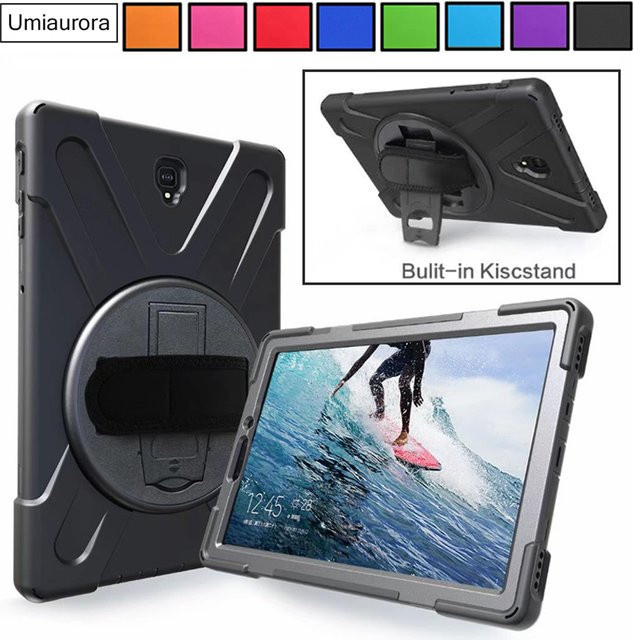 Robuste Heavy Duty Schutzhülle für Samsung Galaxy Tab S4 10,5 Zoll SM-T830 SM-T835 mit Handschlaufe und Ständer in Schwarz und Pink - Bild 1