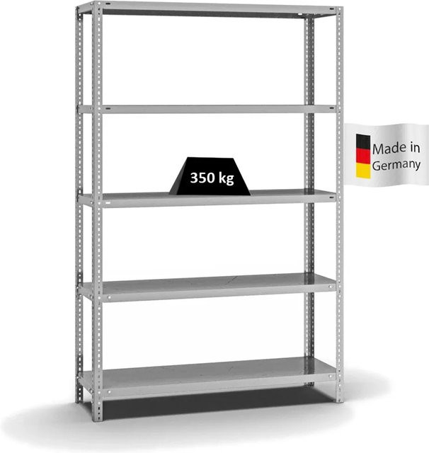PROREGAL Heavy-Duty Fachbodenregal mit Schraubsystem, verzinkt, Farbe: Silber, H x B x T: 200 x 130 x 40 cm, 5 Ebenen, beidseitig nutzbar - Bild 1
