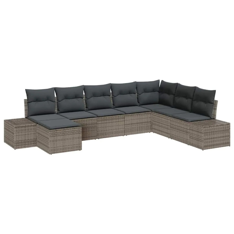 vidaXL Garten-Sofa-Set aus Poly-Rattan in Grau mit 8-teiligem Polster-Set und integriertem Kissen-Speicher - Bild 2