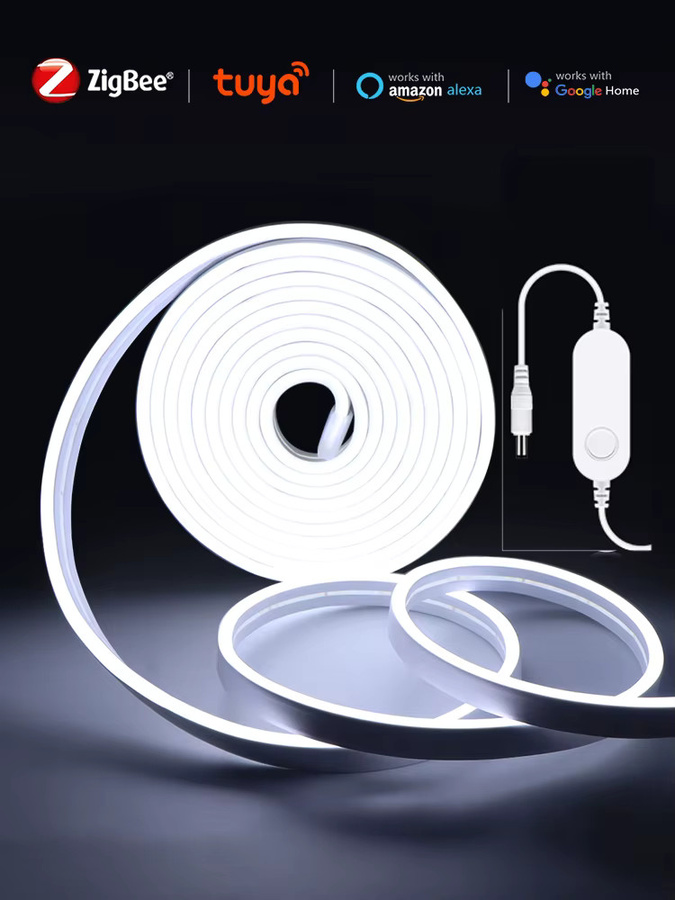 Lcamaw Tuya Smart ZigBee Neon Flex LED-Streifen, Wasserdichtes LED-Bandlicht in Weiß für Schrankbeleuchtung und Wandgestaltung, AC220V zu DC24V - Bild 5