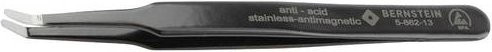 BERNSTEIN ESD Pinzette 2ac Flach-rund, gebogen 30° aus Edelstahl, schwarz, Länge: 125 mm - Bild 1