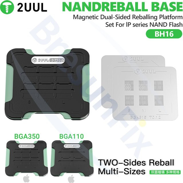 2UUL BH16 NANDREBALL BASE Magnetisches Festplatten-Löt-Set für iPhone 8 bis 16 Serie BGA350/110 Reparatur-Lötwerkzeug - Bild 1