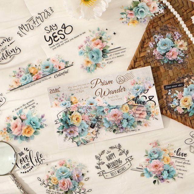 15-teiliges Set selbstklebende Retro-Spitzen-Blumenaufkleber mit zarten Blumenmustern für dein Tagebuch - Bild 1