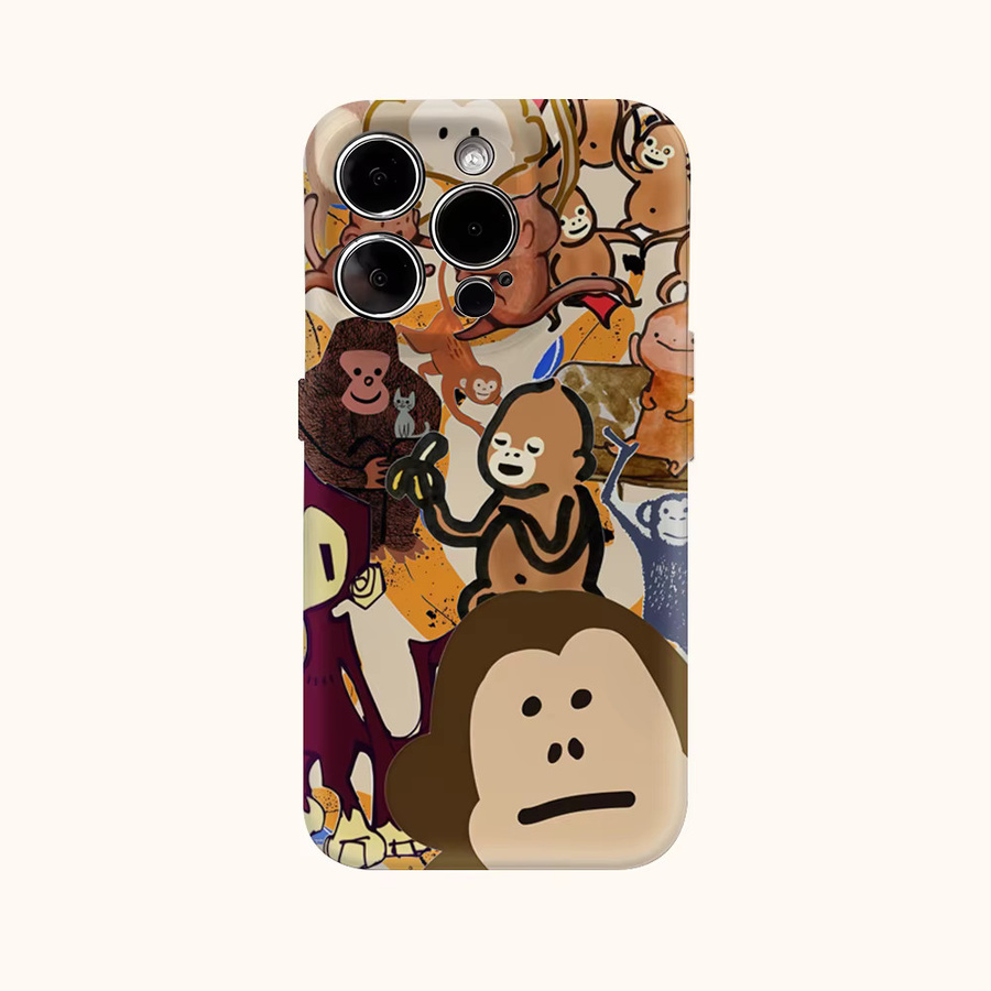 Monkey Mania Playful Collage Handyhülle für iPhone 17 Pro Max Plus 16 15 14 13 12 11 mit doppelschichtiger Rückseite in Multicolour - Bild 2