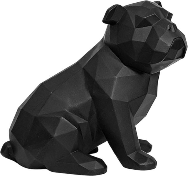 Geometrische Bulldogge Statue aus Harz von Fishine in Matt Schwarz als moderne Skulptur für dein Bücherregal oder TV-Schrank Dekor - Bild 1